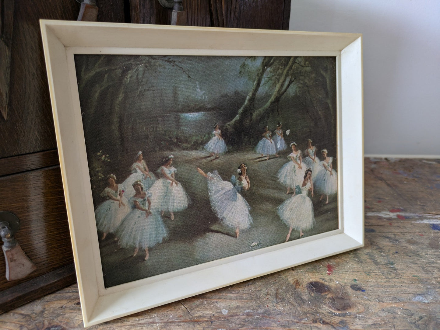Vintage Giselle Print Of Ballet Swan Lake By Carlotta Edward’s Plastic Frame 70s