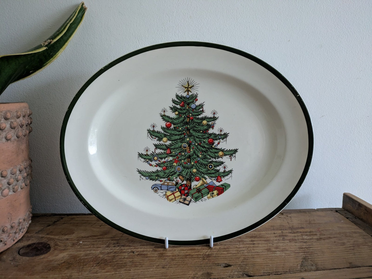 Cuthbertson Original Christmas Tree Oval Serving Platter England Prop Plate Xmas