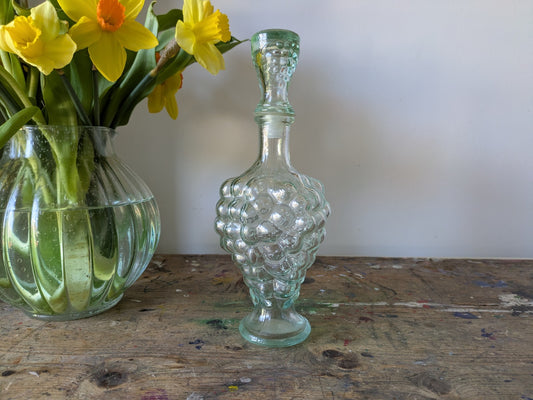 Vintage Italy Grape Cluster Bubble Glass Bottle Decanter Wine Genie Etruscan Vgc