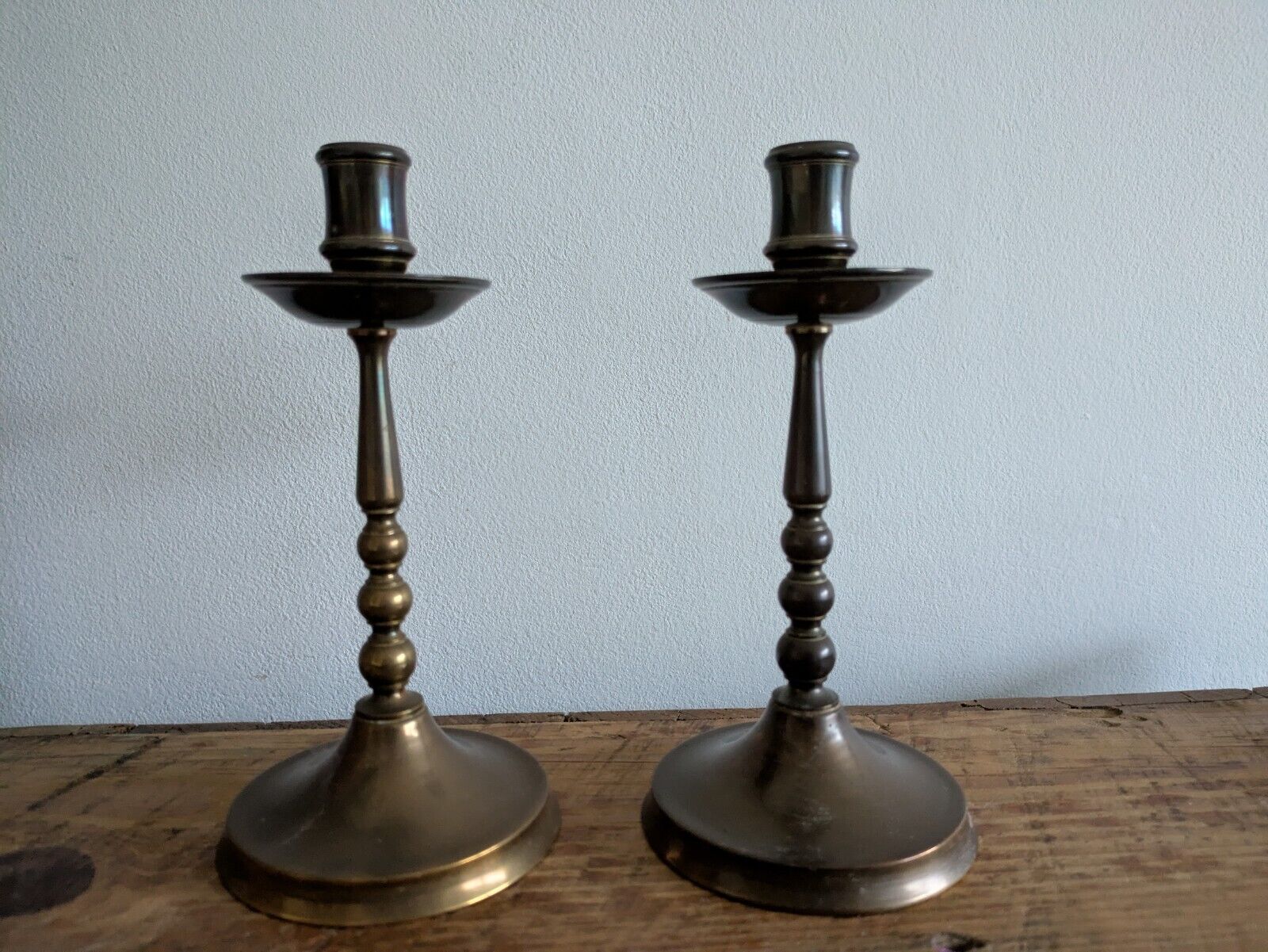 Pair Of Vintage Indian Brass Candle Holders Candle Sticks Set Two Prop Mantle