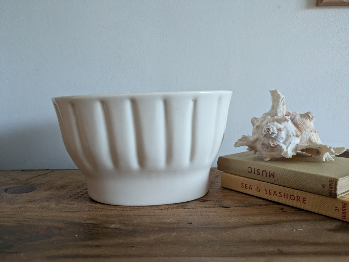 XL Antique White Jelly Mould Oval Ironstone with Rose Motif Victorian Impressed