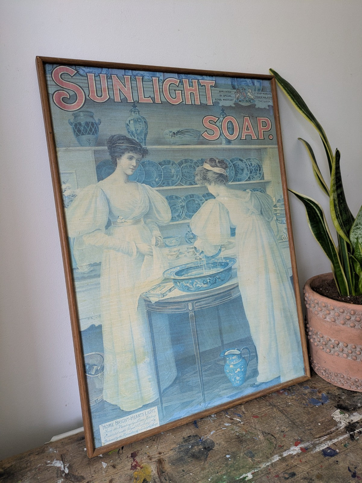 Sunlight Soap vintage 70s Print Framed Women Housework China Washing Advertising