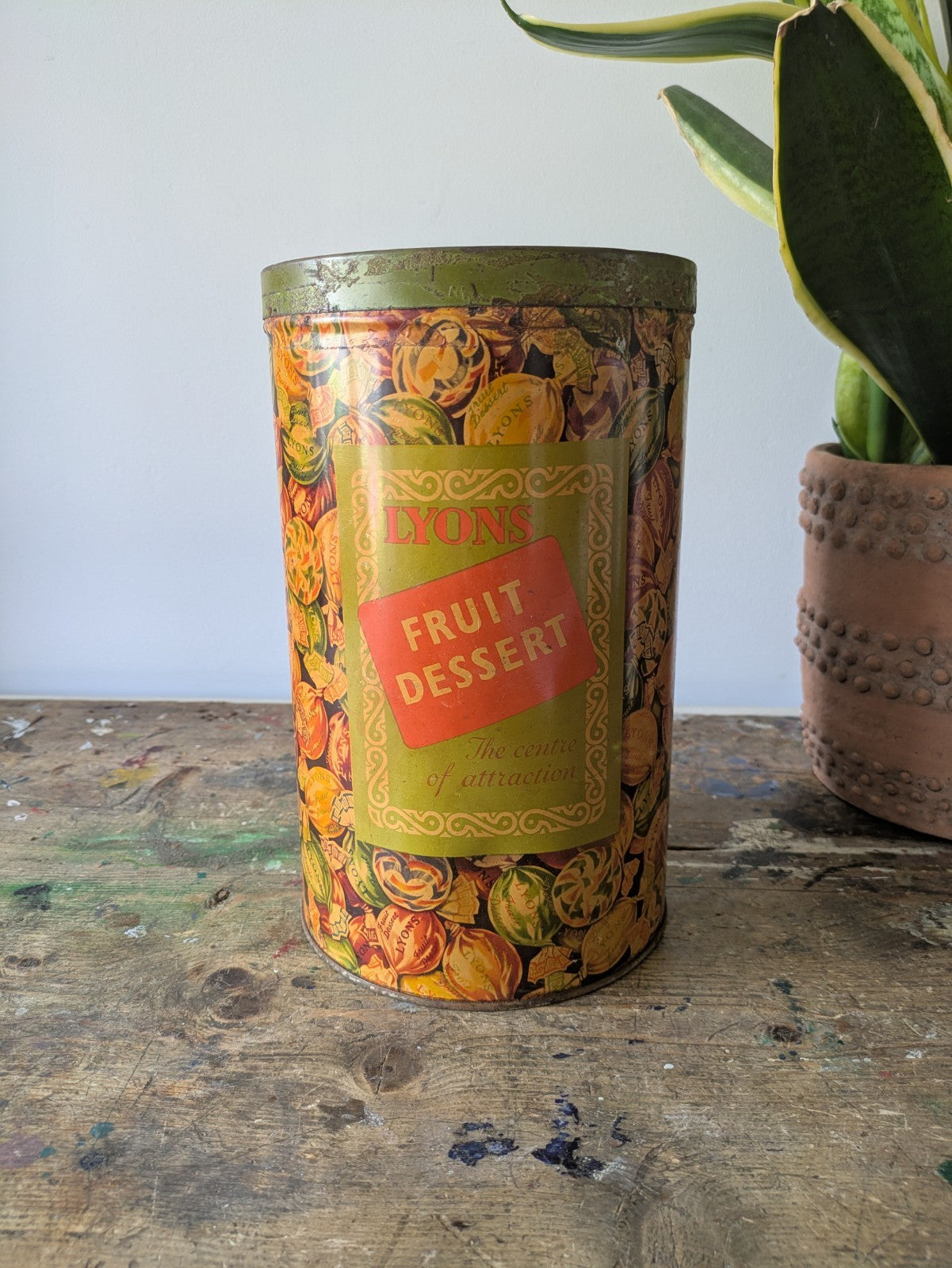 Vintage Rare Lyons Fruit Dessert Display Issue XL Shop Display Sweet Tin Shop 