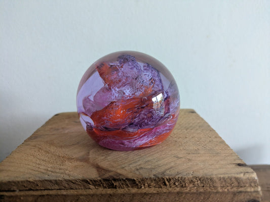 Caithness Glass Brimstone Scotland Paperweight 6cm High Purple and Red VGC Large