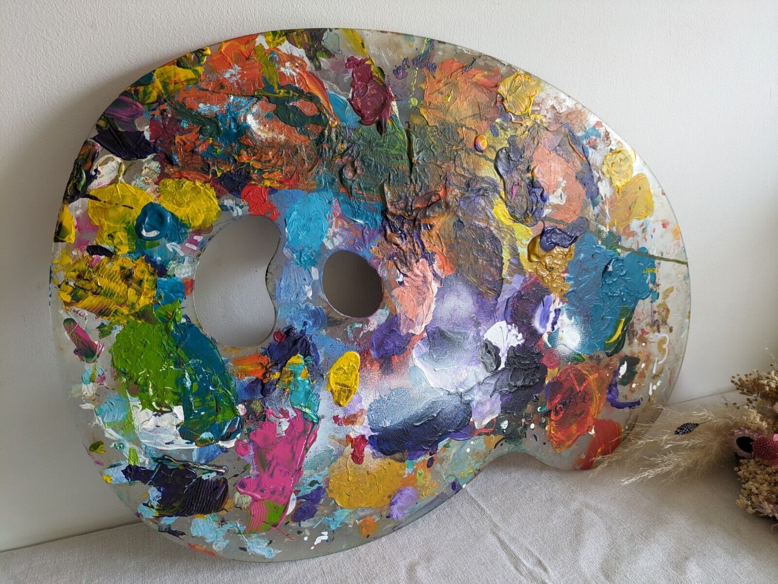 Vintage Artists palette Prop Perspex Art painting oil paints Kidney Jumbo Wall