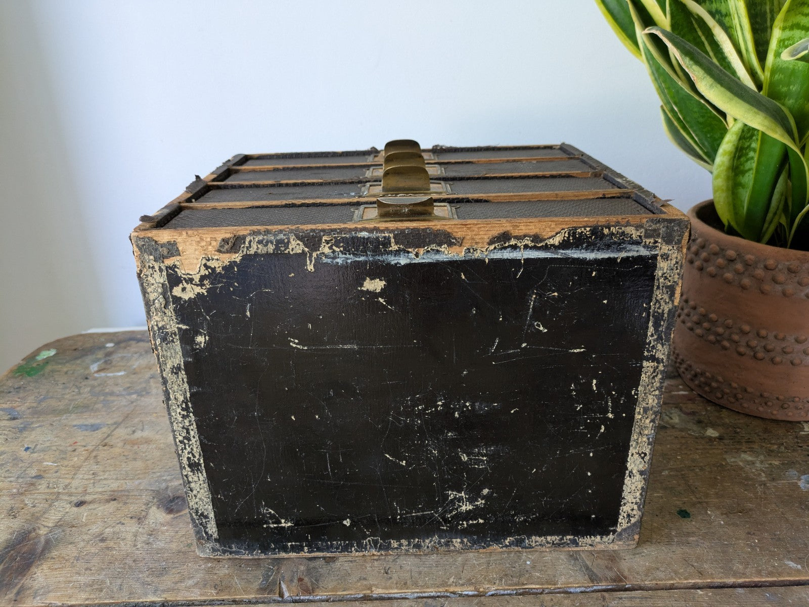 Vintage 4 Drawer Stationary Drawers Box Display Cabinet Industrial Office Desk 
