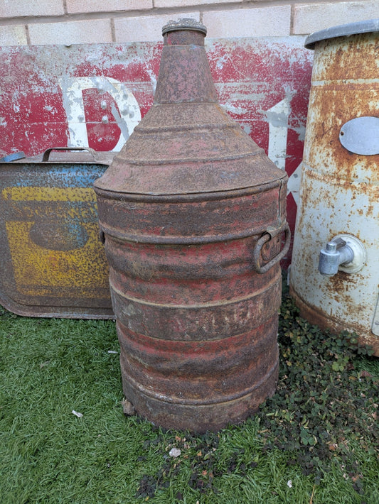 Antique Early Red Fuel Can Petrol Can Vintage Oil Garage Decor Container Prop 