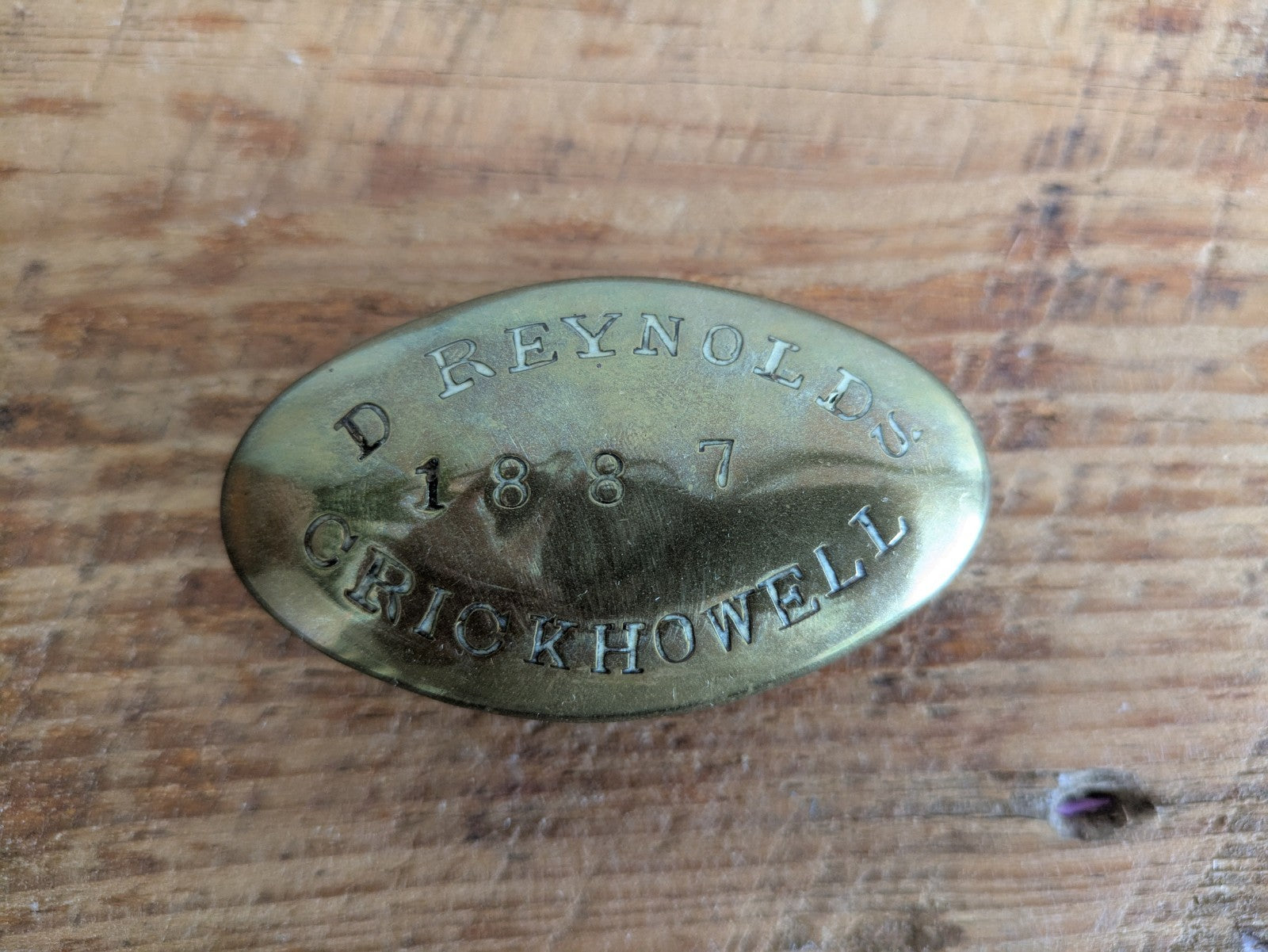 Antique Brass Miners Snuff Box D Reynolds 1887 Hinged Lid Tobacco Tin Crickhowel
