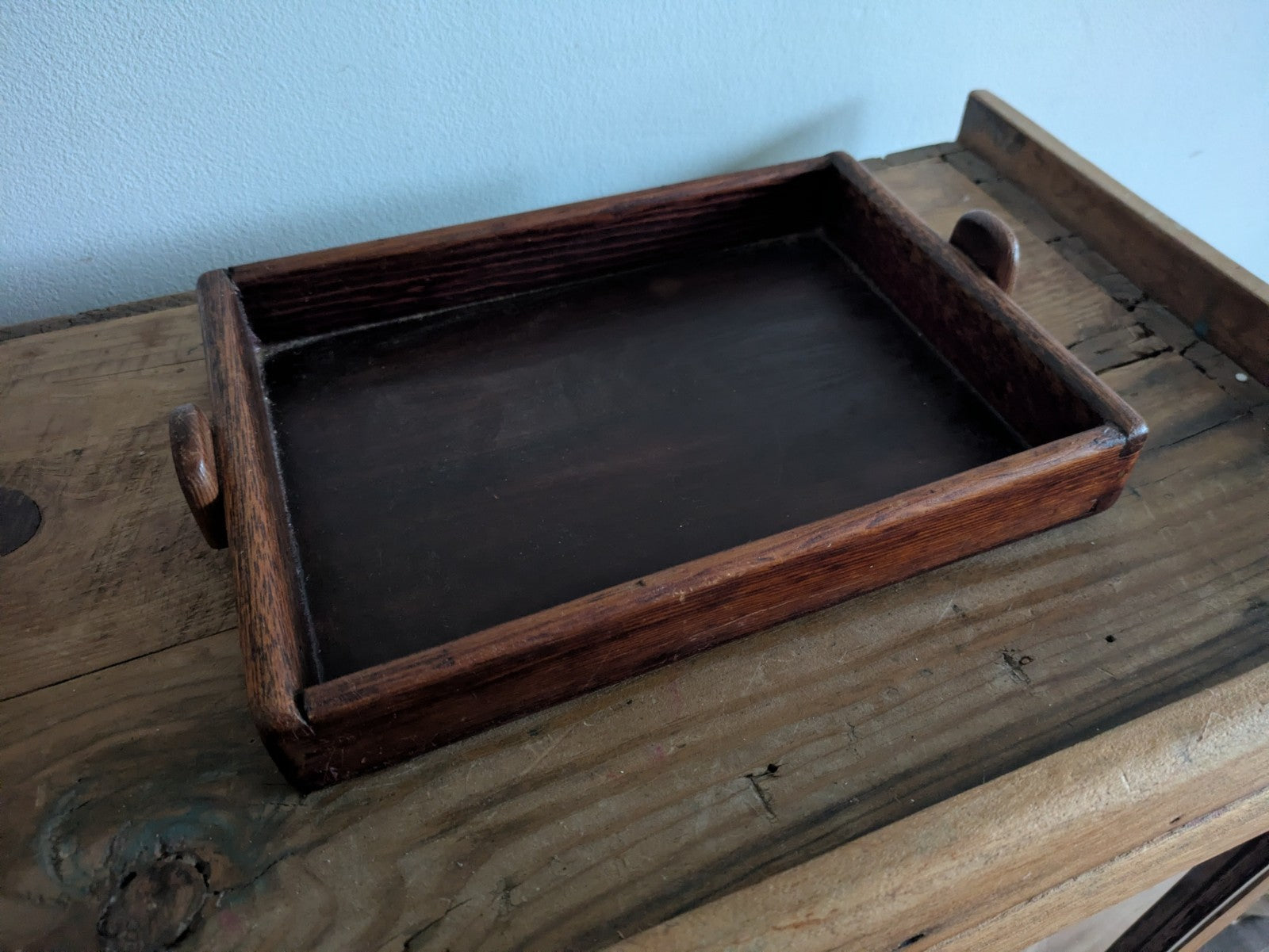 Antique Vintage Wood Tray Crate Box Craft Rare Original Old Trinket Desk Sewing 