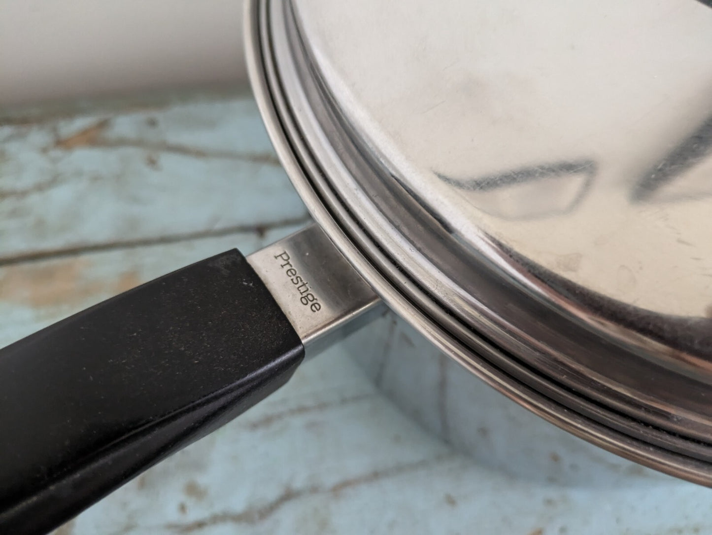 Vintage Retro Prestige Stainless Steel Cookware Stock Pot Saucepan w/lid Prop Vg