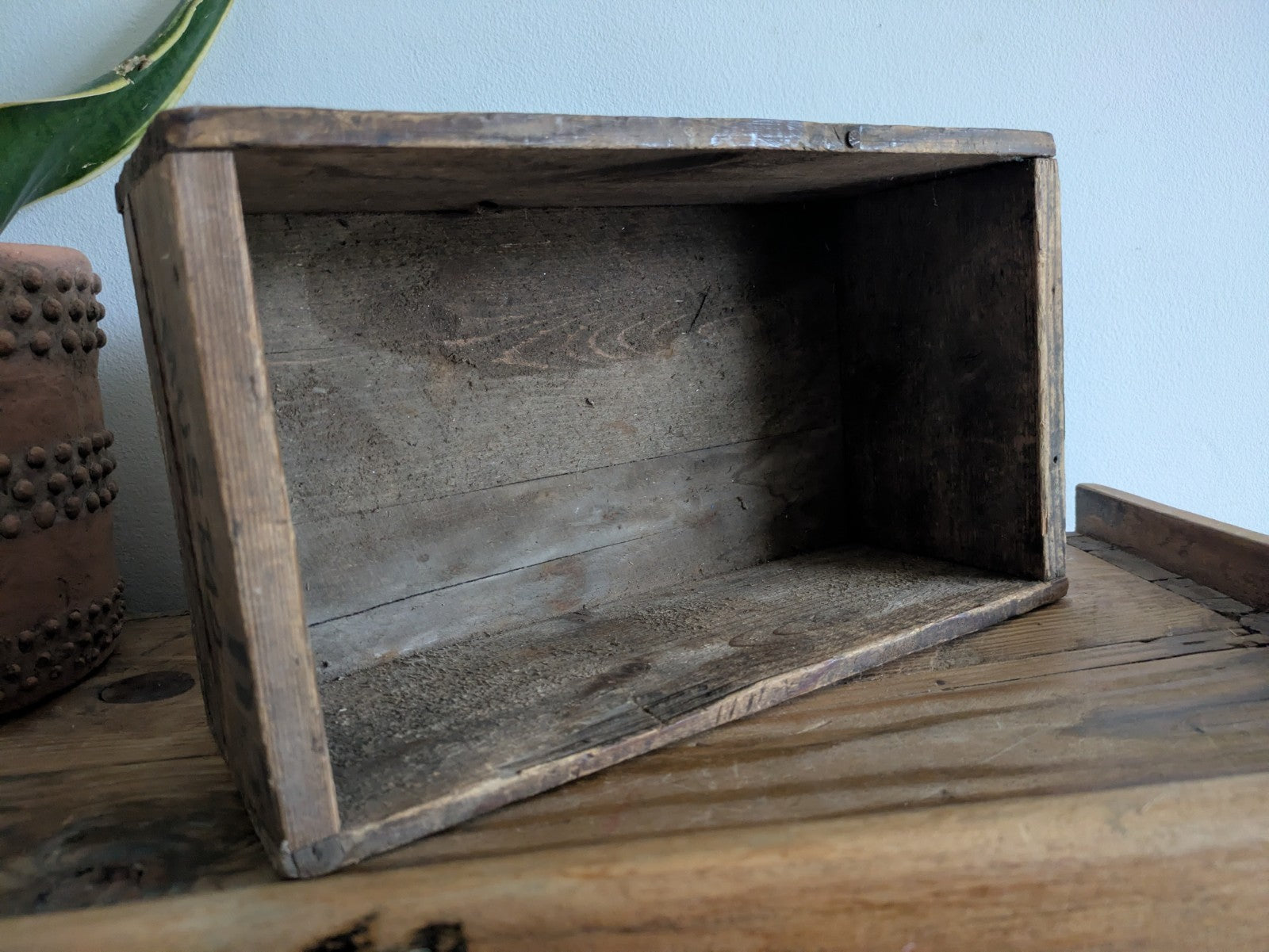 Vintage Wooden Mustard Denseners Crate Box Rustic Industrial Storage Advertising