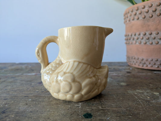 ANTIQUE VINTAGE CREAM JUG SWAN SHAPE CREAM COLOUR CRAZED PROP CREAMER MILK RETRO