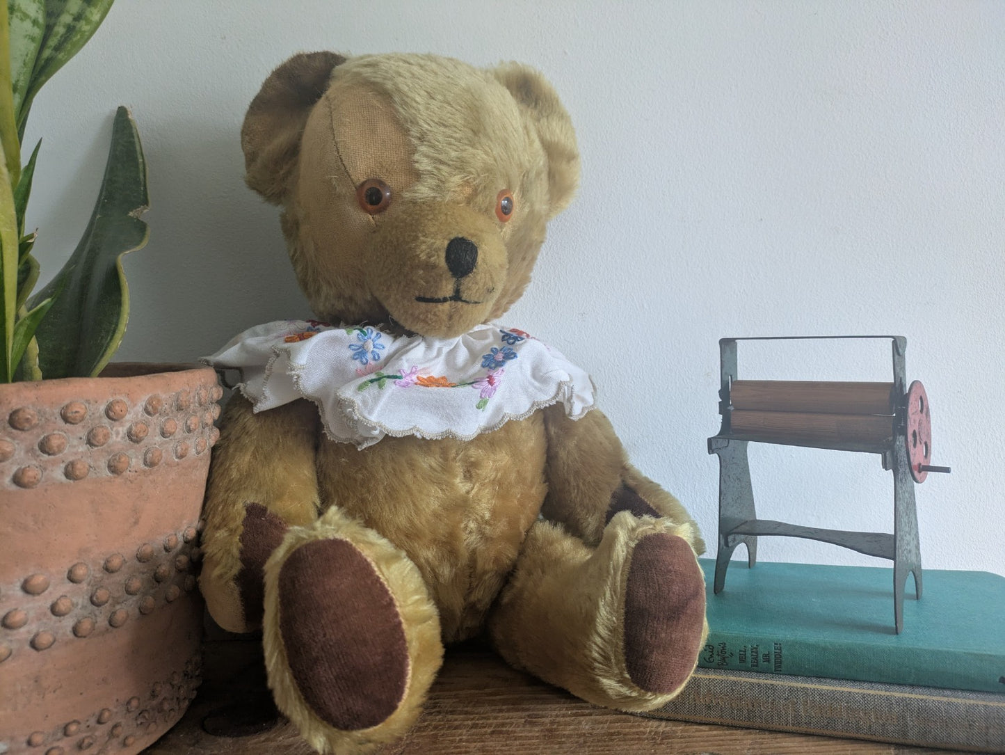 XL Vintage Antique Mohair Teddy Bear Working Growler Bell Tilt Toy Jointed Rare