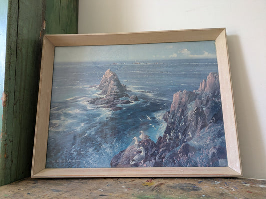 Vintage 1960s Print of "Armed Knight" Painting by Vernon Ward Retro Seascape Vgc