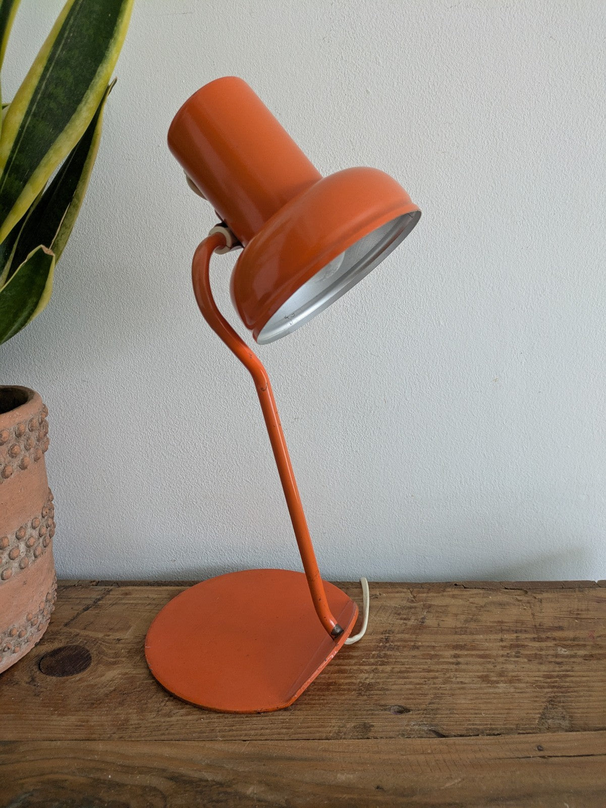 Vtg Midcentury German Leuchten Retro Desk Reading Lamp Light Orange Metal 60/70s