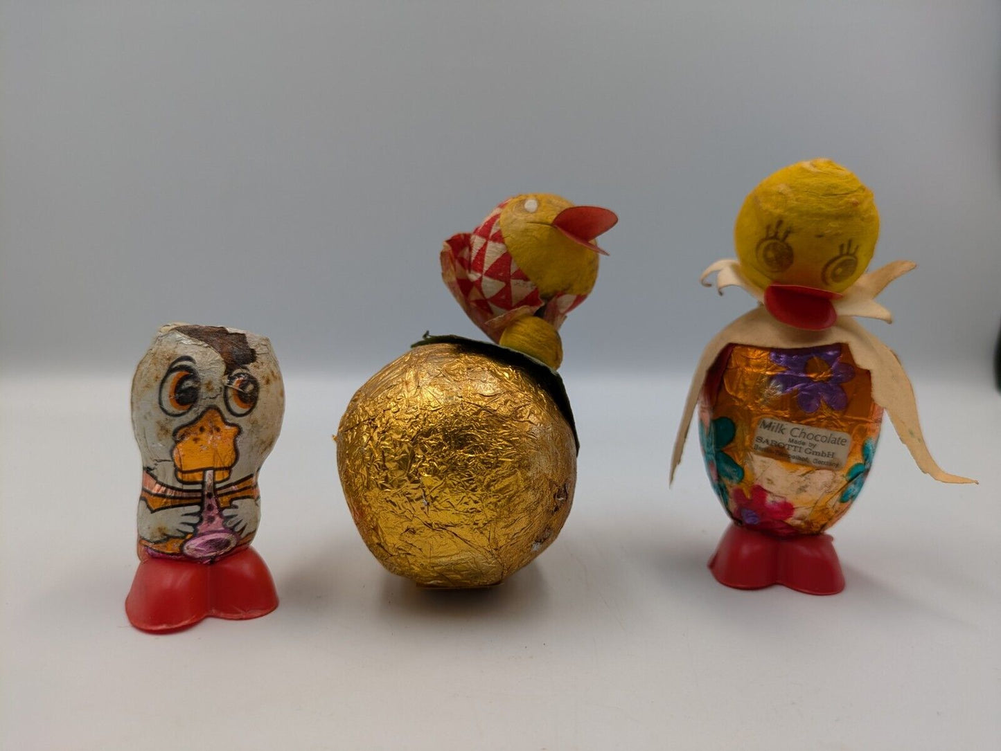 4x Vtg Chocolate Confectionary Shop Display Sarotti Chick Easter Bird Parrot Old