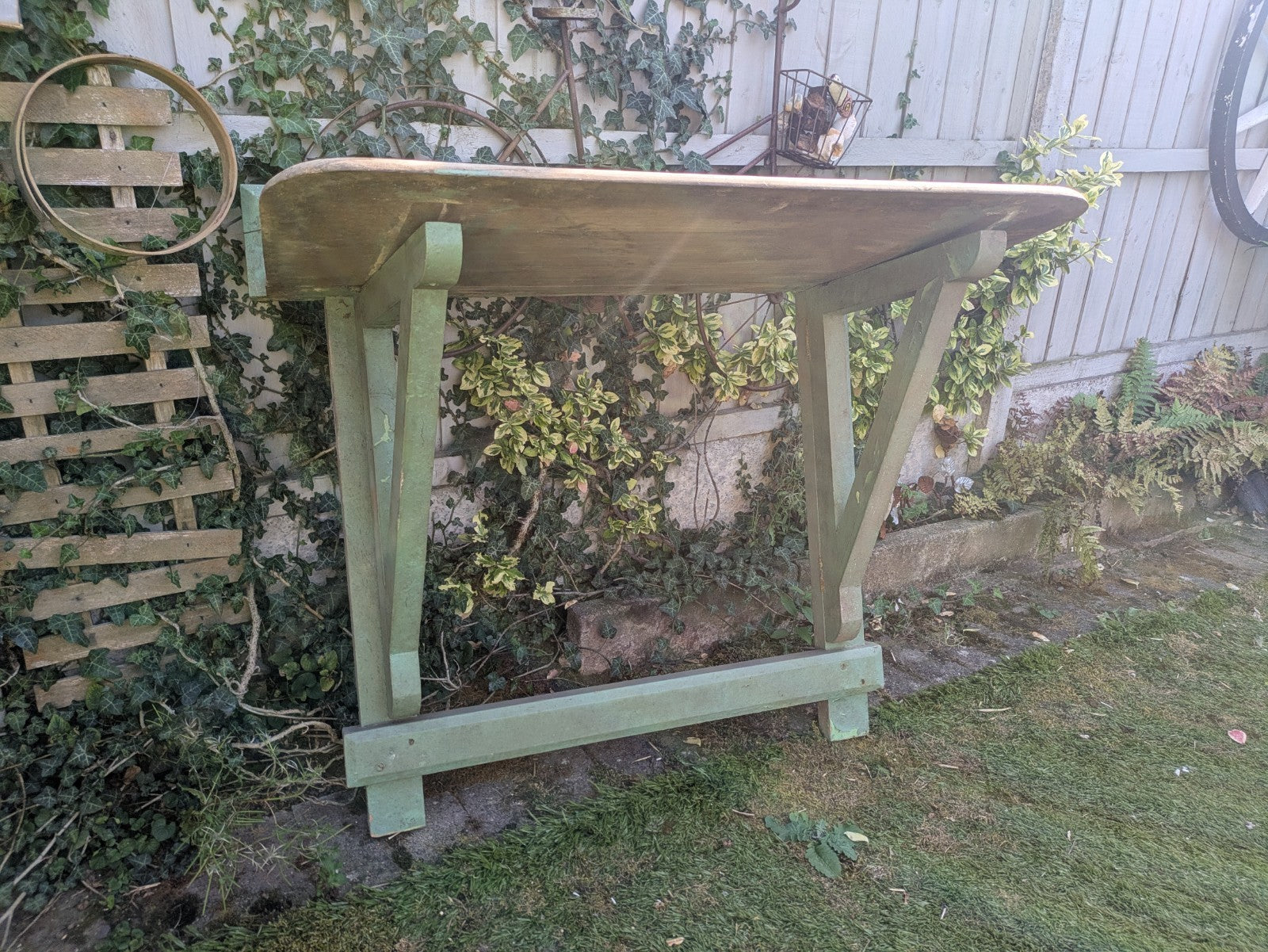 Vintage Antique Folding Table Pine Rustic Drop Down Wall Mounted Primitive Old 