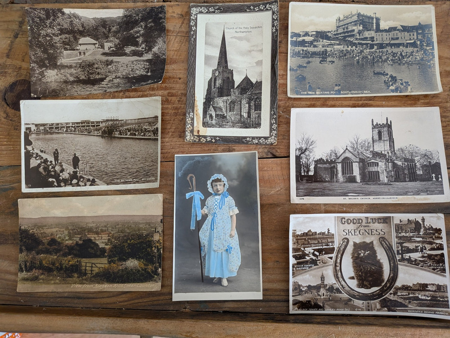 8x 1930s Vtg Vintage Postcards Stamps  Bo Peep Skegness Holiday Tourist Ephemera
