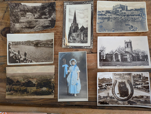 8x 1930s Vtg Vintage Postcards Stamps  Bo Peep Skegness Holiday Tourist Ephemera