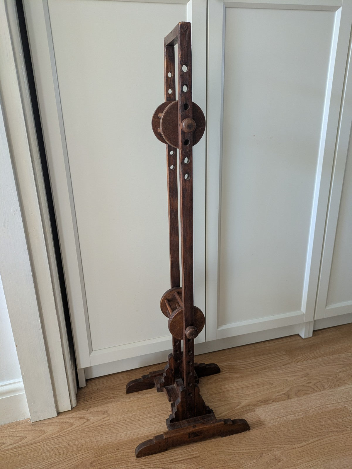 Antique Wool Winder Stand, English, Oak, Adjustable Yarn Swift, Victorian, Holde