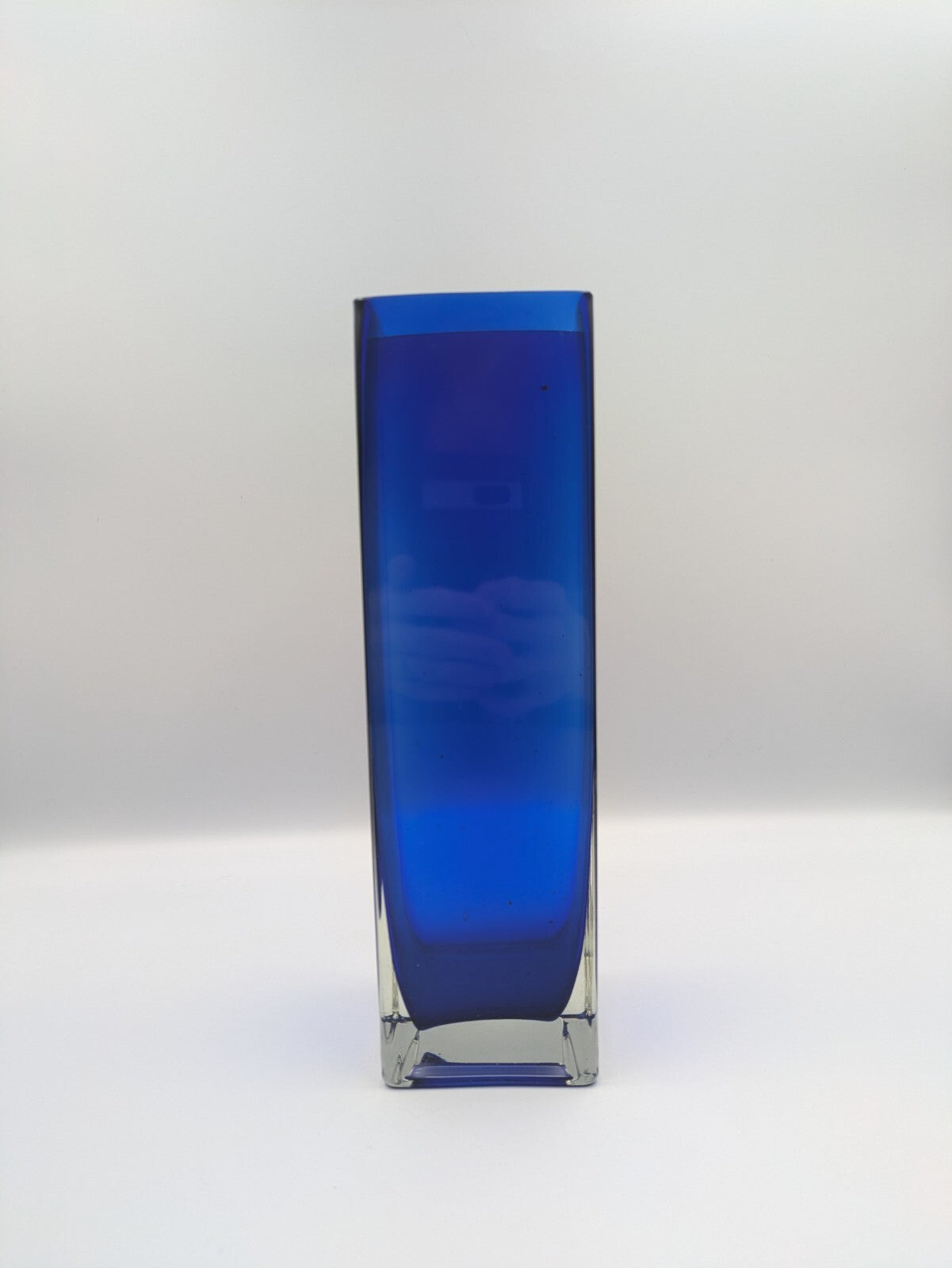 1970s Czech Bohemian Sommerso Cobalt Blue Vase by Petr Hora Square Retro Mid Cen