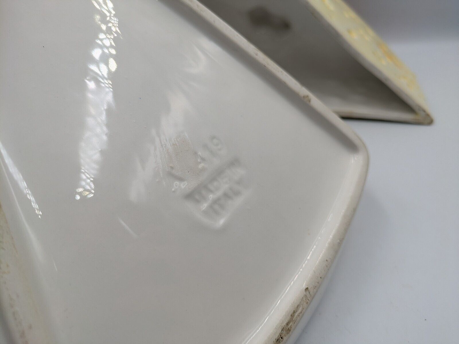 XL Italy Vintage Handmade Porcelain Ceramic Cheese Wedge Mouse Covered Dish Rare