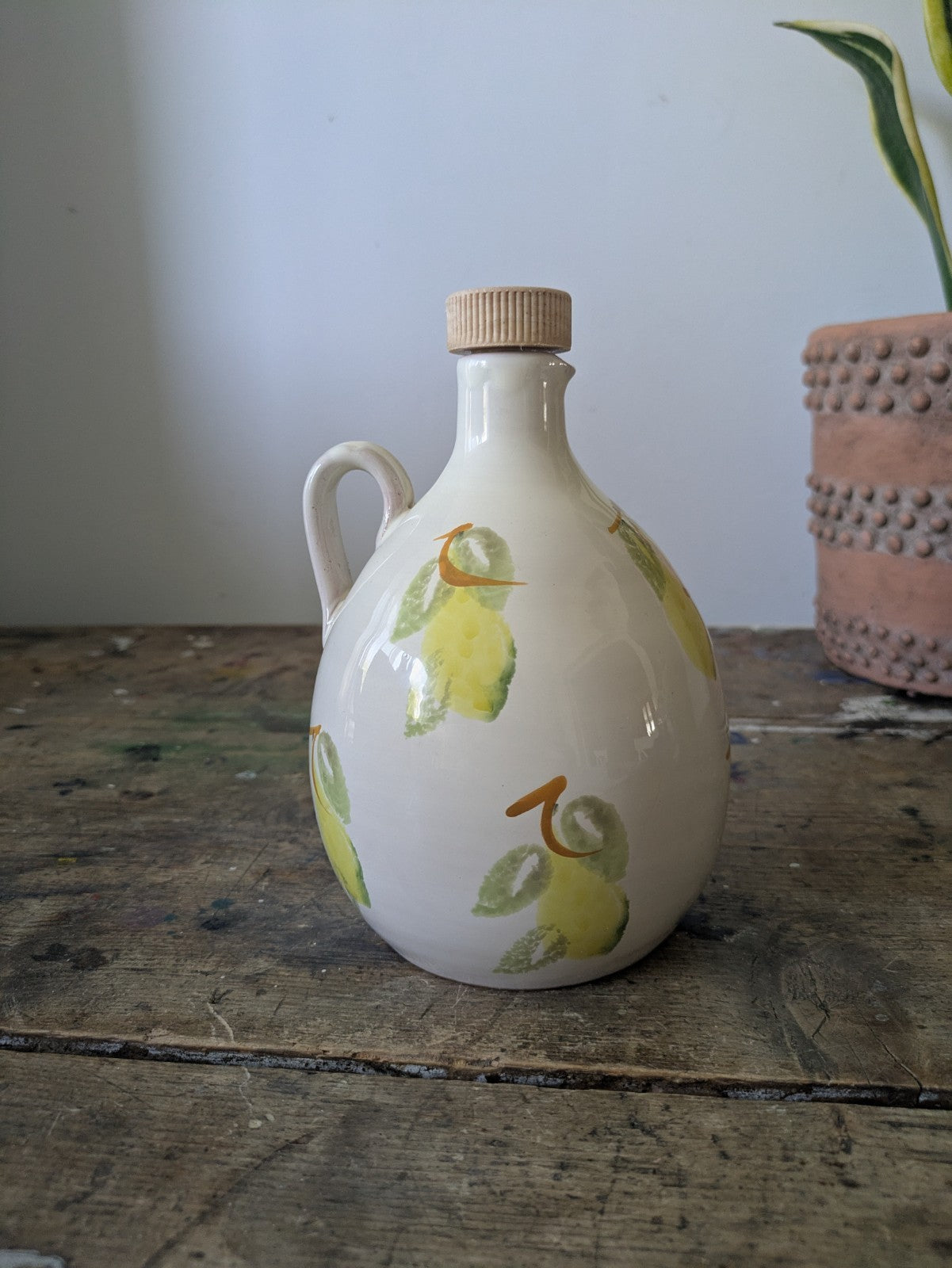 Vintage Italian Bocca Della Verita Ltd. Olive Oil Jug 500ml 1/2 L Pottery Vgc