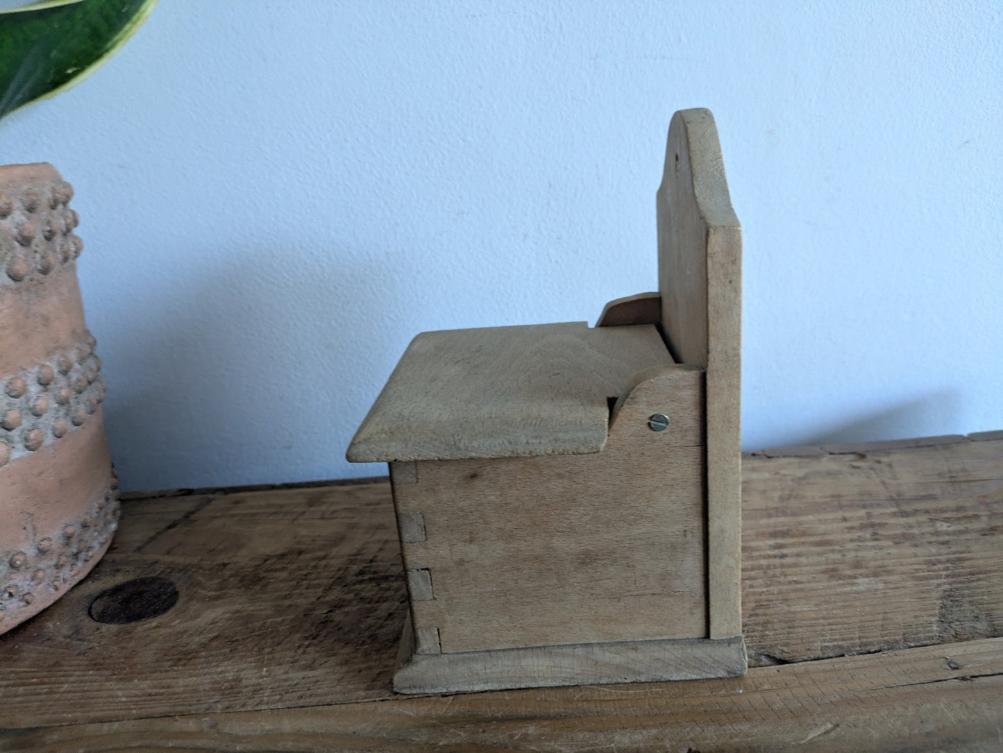 Antique Vintage Wooden Candle Salt Box Wall Sconce Key Gothic Original Old Shelf