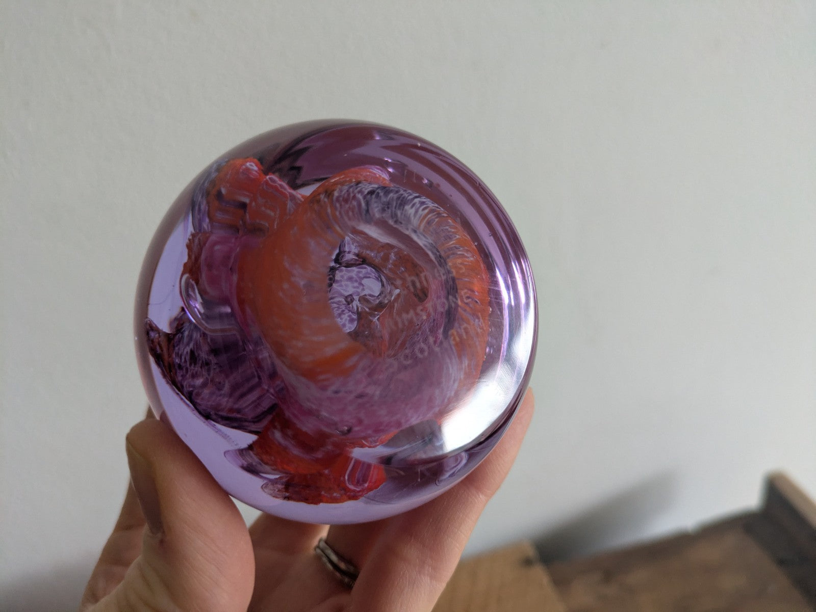Caithness Glass Brimstone Scotland Paperweight 6cm High Purple and Red VGC Large