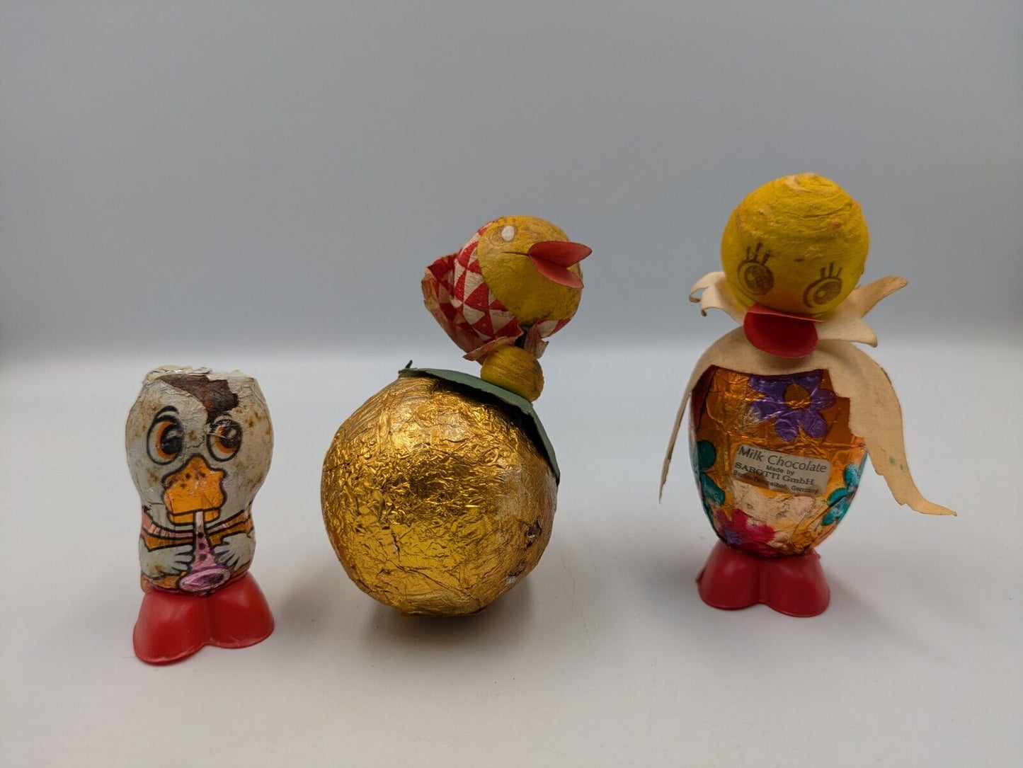 4x Vtg Chocolate Confectionary Shop Display Sarotti Chick Easter Bird Parrot Old