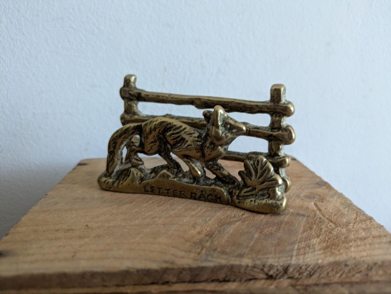 Antique Brass Letter Rack Circa 1890 Fox By The Fence Ornate Design Vintage Vgc