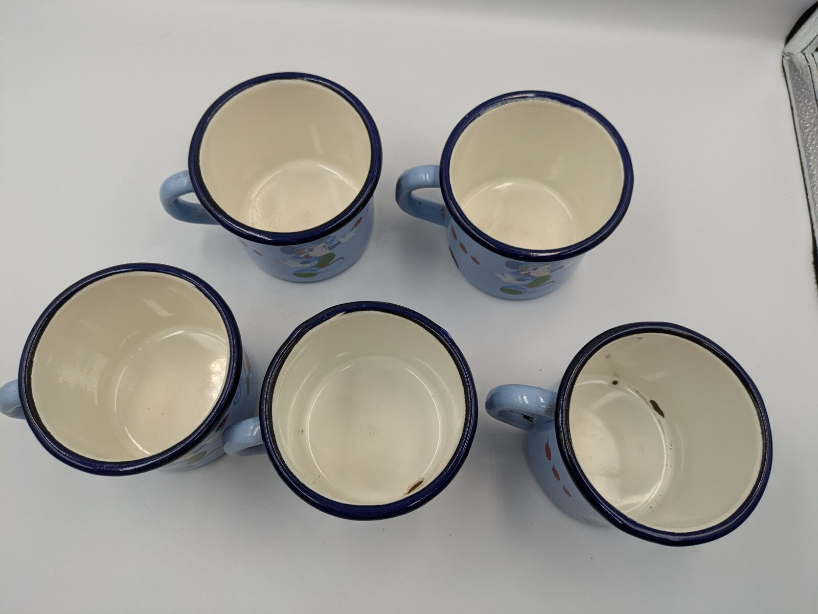 5x Disneyland Paris Mickey Mouse Mugs Camping Collectible Vtg Côté Jardin Blue