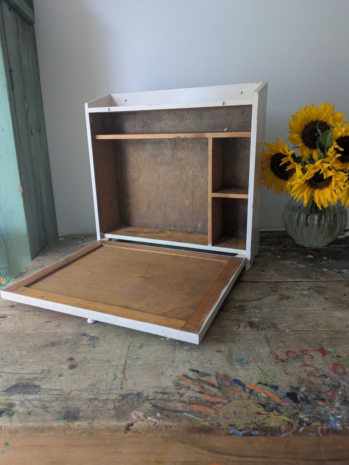 Vintage first aid medicine cabinet bathroom Wood Medical Chemist Prop Cupboard 