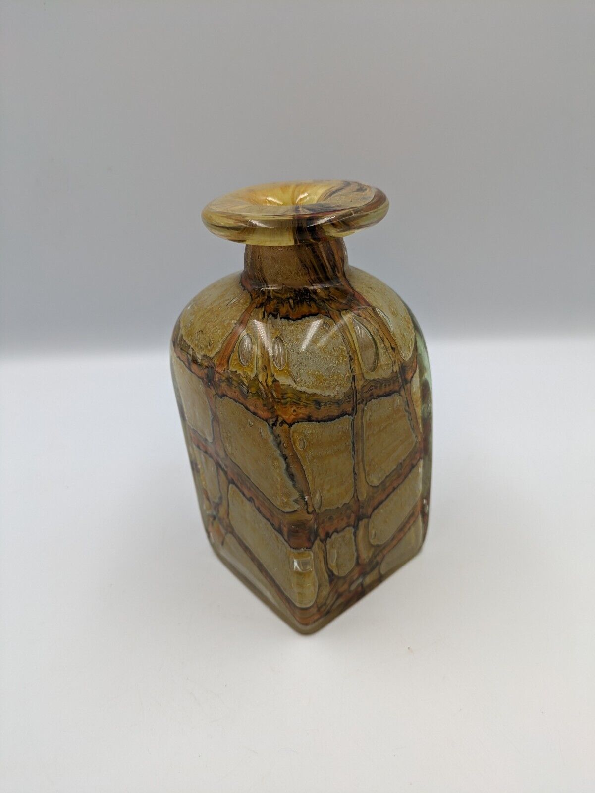 Rare Vtg Mid Cntury Mdina 70s Art Glass Bottle Mdg Vase Earthtones Vicente Boffo