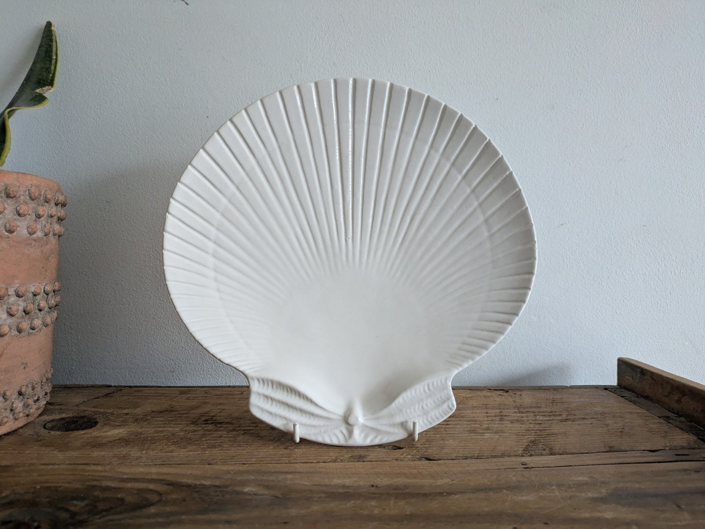 Bordallo Pinheiro White Scallop Seashell Dinner Plate Made in Portugal VTG Large