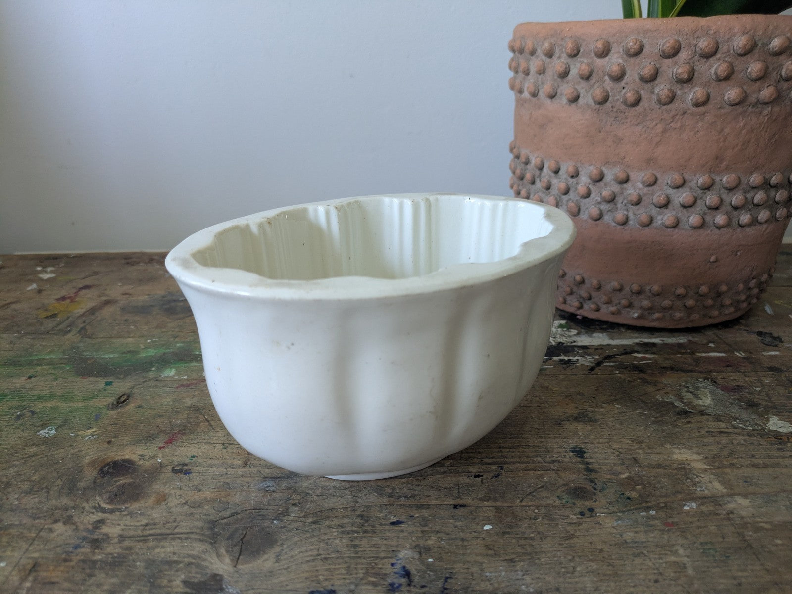 Antique Copeland Ceramic Jelly Mould Oval Design White Vgc Kitchen Prop Decor