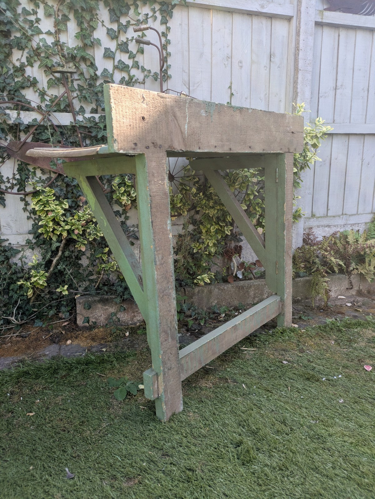 Vintage Antique Folding Table Pine Rustic Drop Down Wall Mounted Primitive Old 