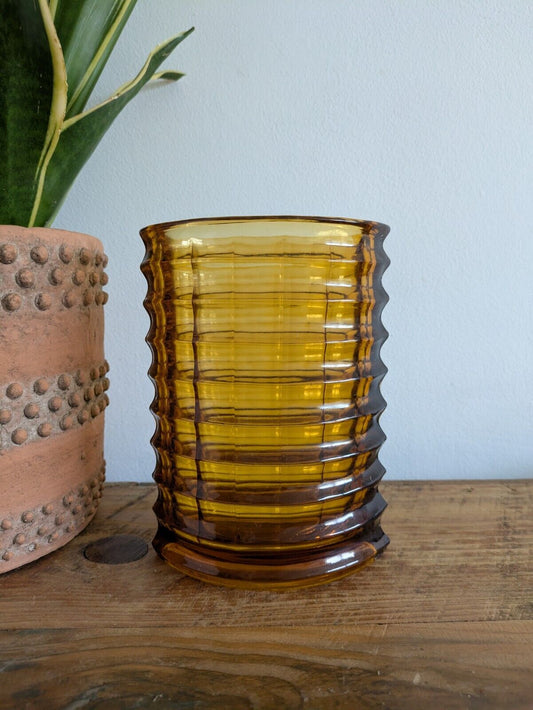 RARE 1975 Zabkowice Glass Works Amber Vase Jan Sylwester Drost New Look Optical 