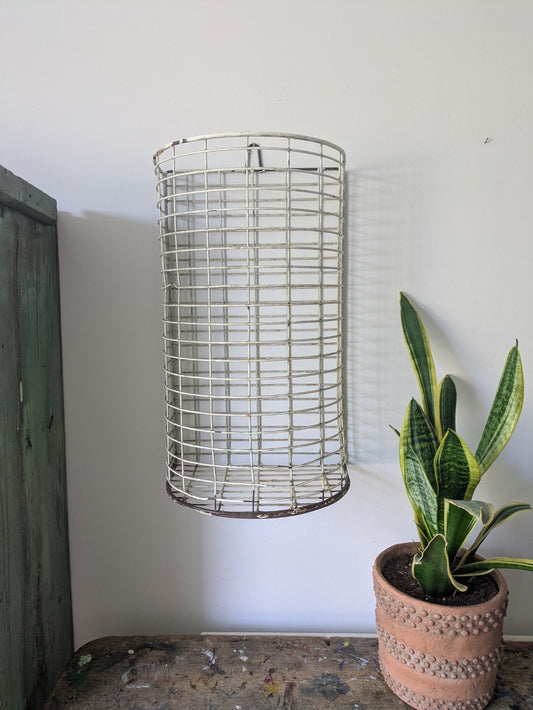Vintage Wire Bin Basket Retro Rack Holder Craft Storage Wall Kitchen Shop Store!