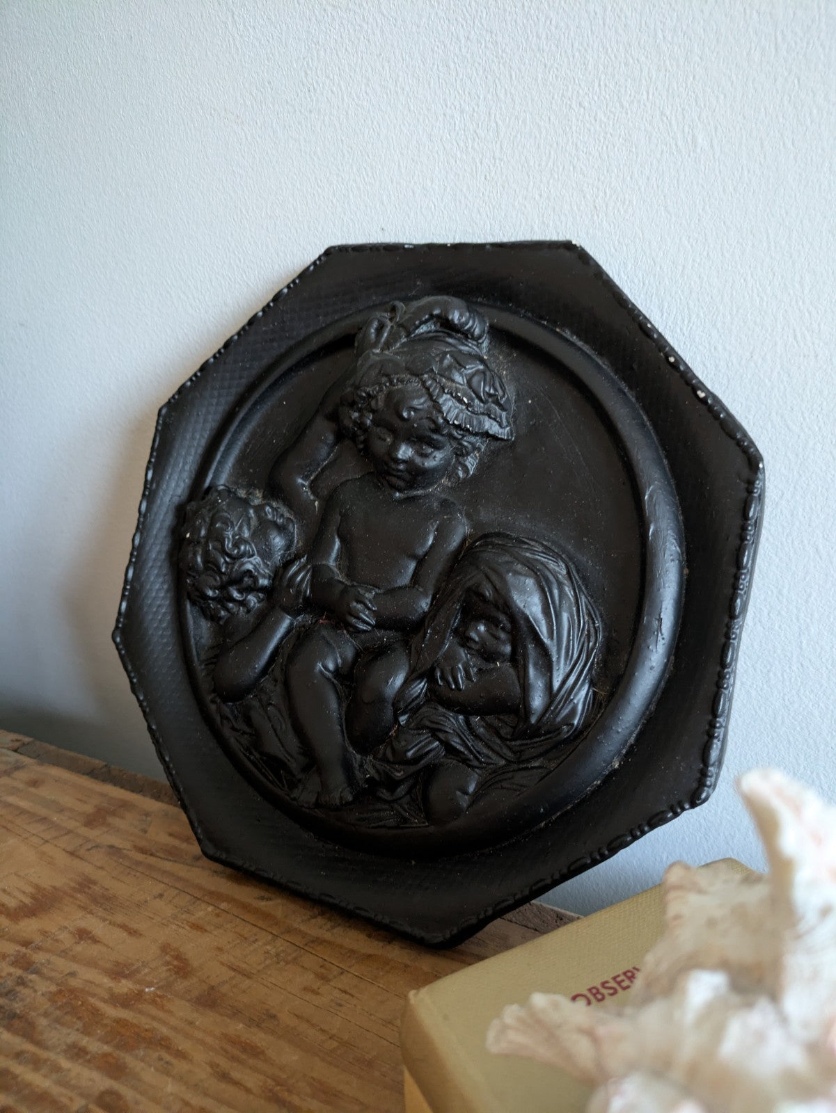 Edward William Wyon Plaster Wall Relief Plaque Marble Cherubs Calmady Children
