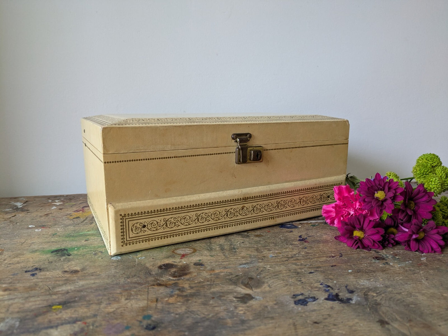 Vintage MELE 3 Tier Jewellery Box Faux Leather Made in U.S.A 1950s Red Velvet