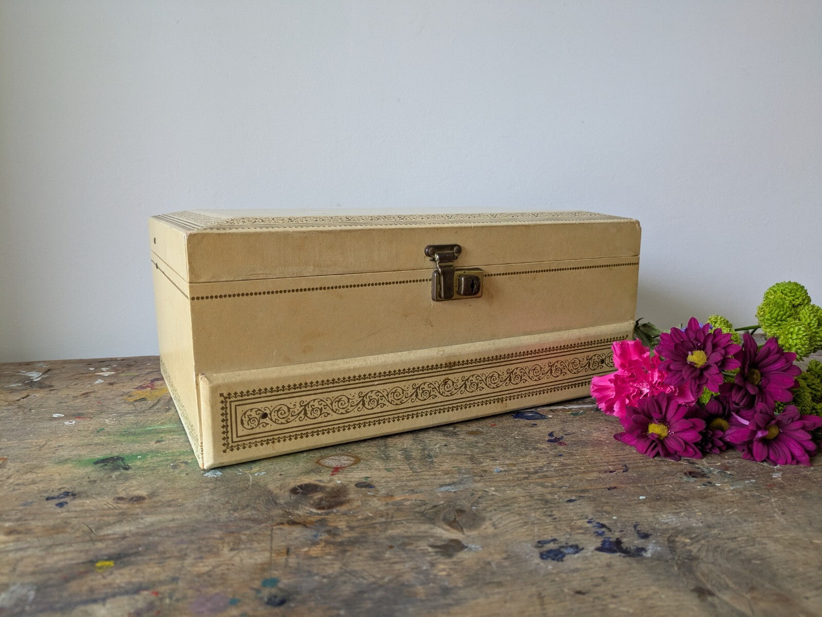 Vintage MELE 3 Tier Jewellery Box Faux Leather Made in U.S.A 1950s Red Velvet