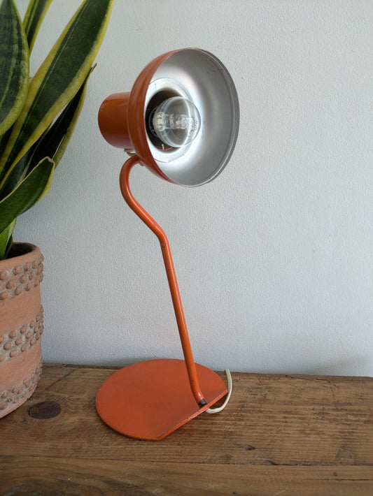 Vtg Midcentury German Leuchten Retro Desk Reading Lamp Light Orange Metal 60/70s
