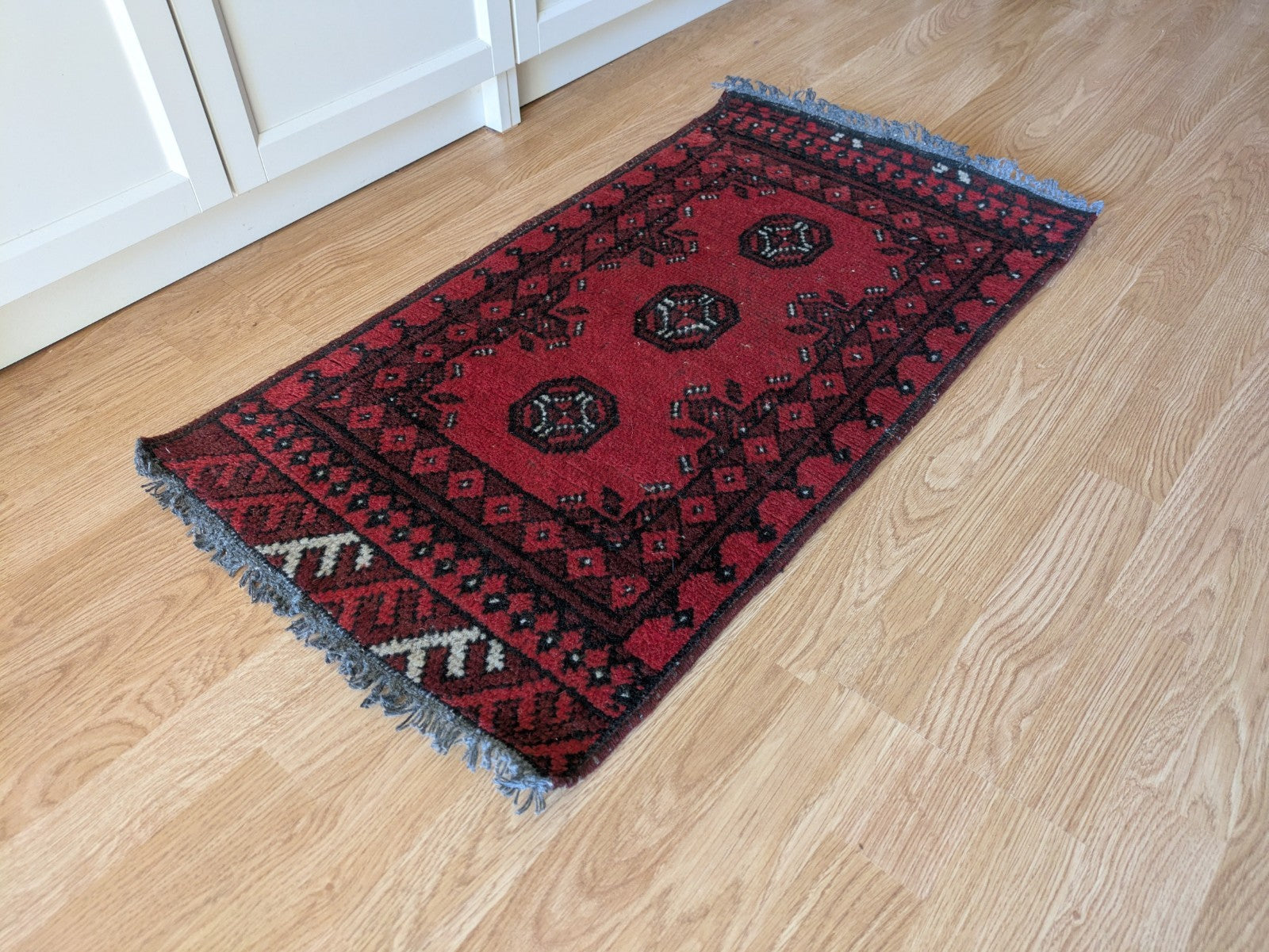 Vintage Oriental Turkish Wool Rug Red Tones 48.5 x 90cm Eastern Kayam Carpet 