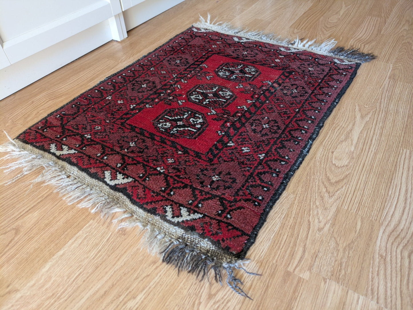 Vintage Oriental Turkish Wool Rug Red Tones 52cm x 64cm Eastern Kayam Carpet 