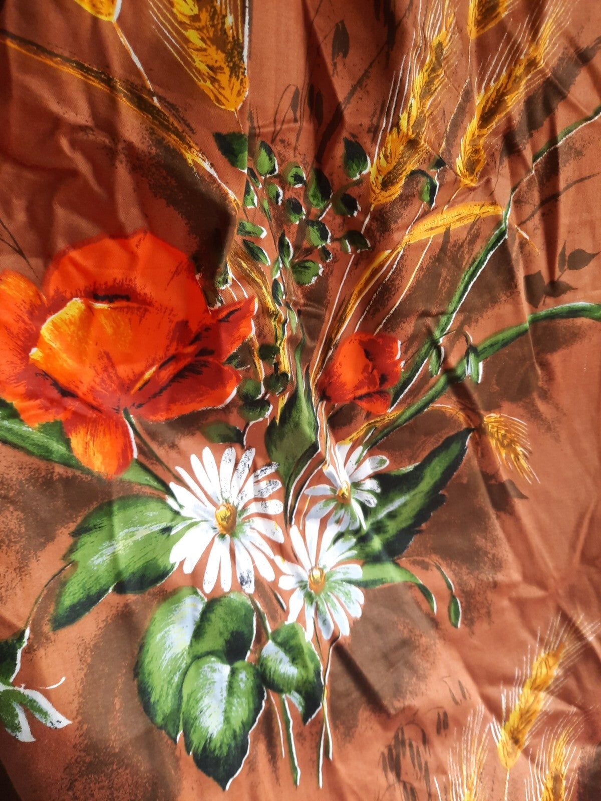 Vintage Francis Price fabric 121.5cm x 125 Rare Brown Floral Adlington Retro Old
