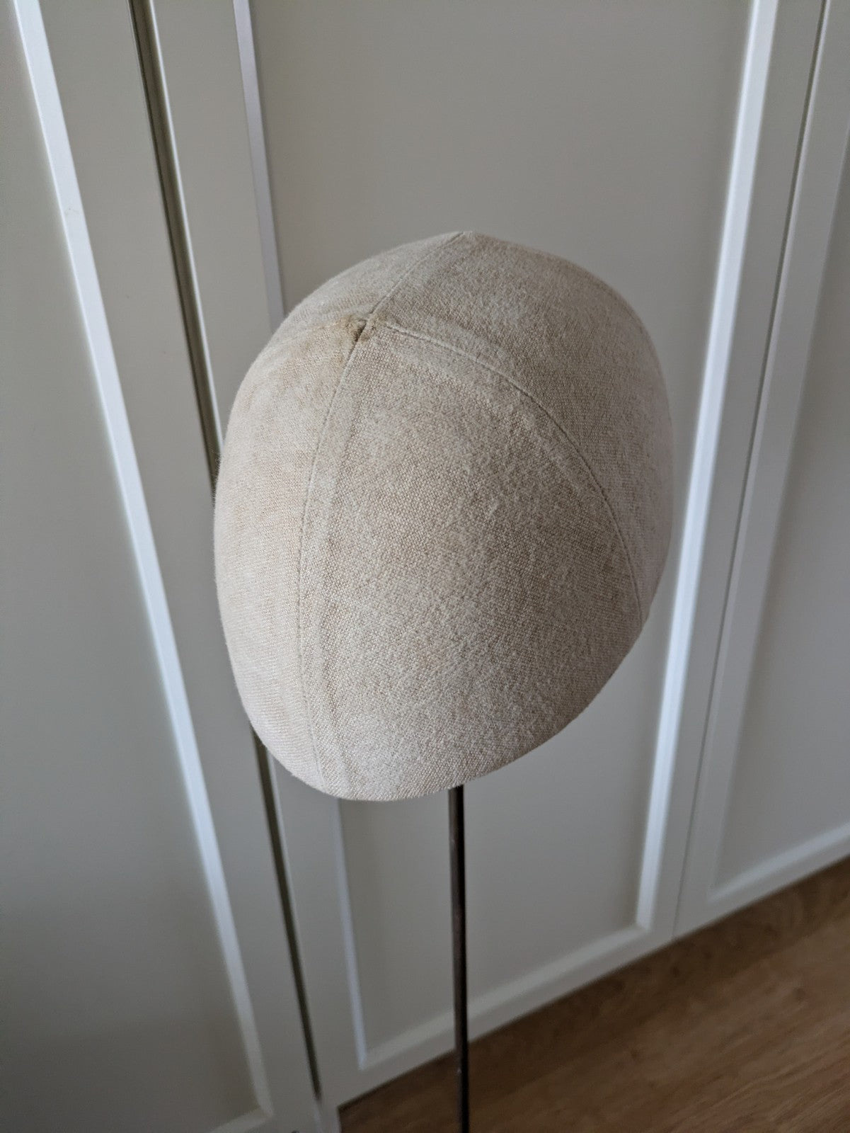 Antique Milliners Canvas Hat Block Haberdashery Shop Display Wooden Adjust Stand