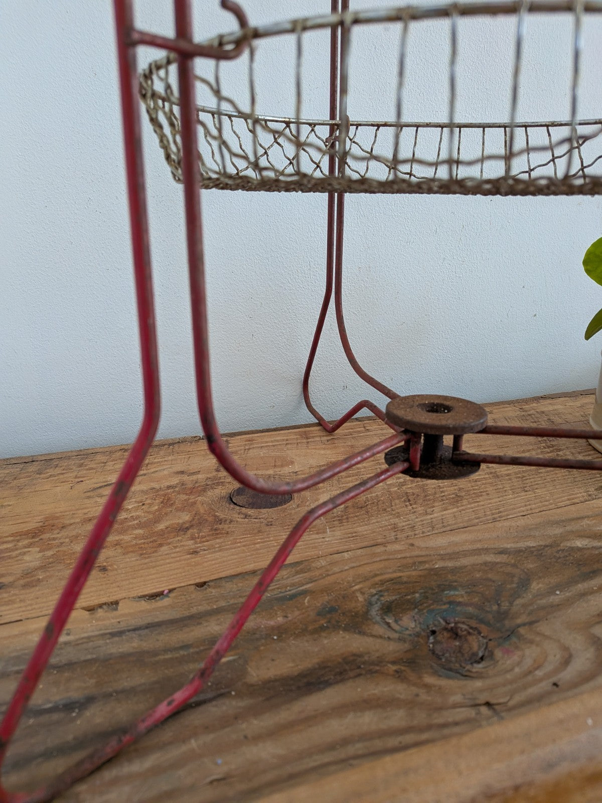 Vintage Retro Metal 3 Tier Vegetable Rack Storage Fruit Fold Baskets Kitchen Red