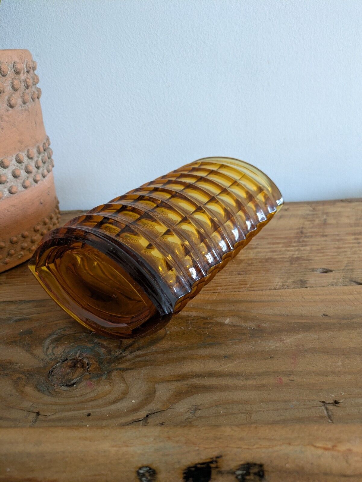 RARE 1975 Zabkowice Glass Works Amber Vase Jan Sylwester Drost New Look Optical 