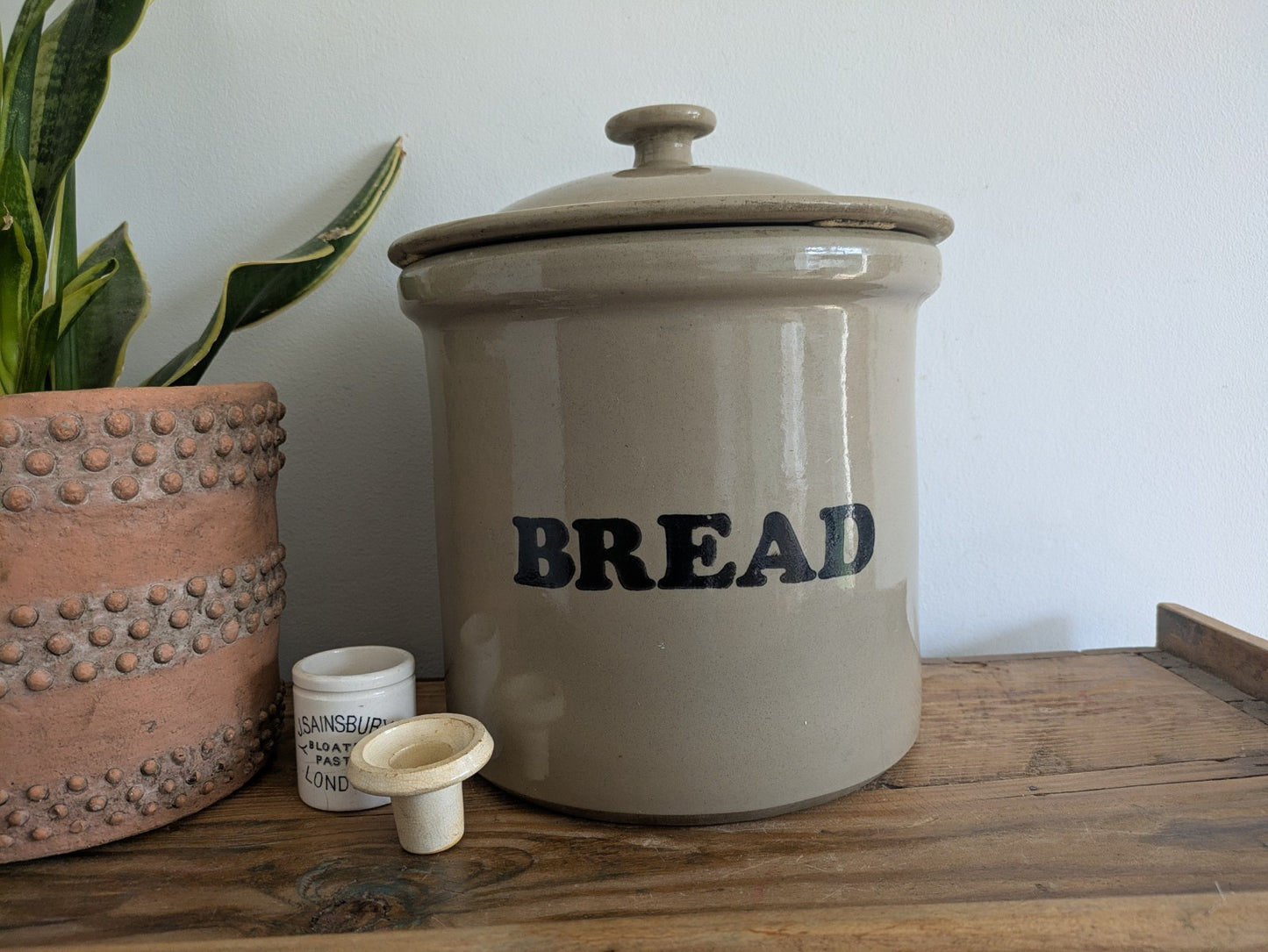 VINTAGE ANTIQUE BREAD CROCK BIN PEARSON’S OF CHESTERFIELD STONEWARE POTTERY XL